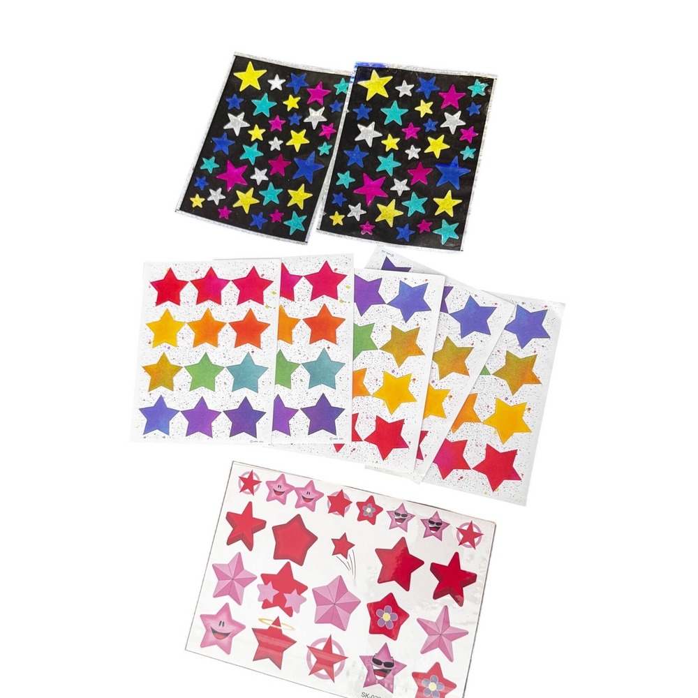 Vintage Hallmark Tattoo King Star Sticker Sheets Mixed Lot 8 Rainbow Neon Red